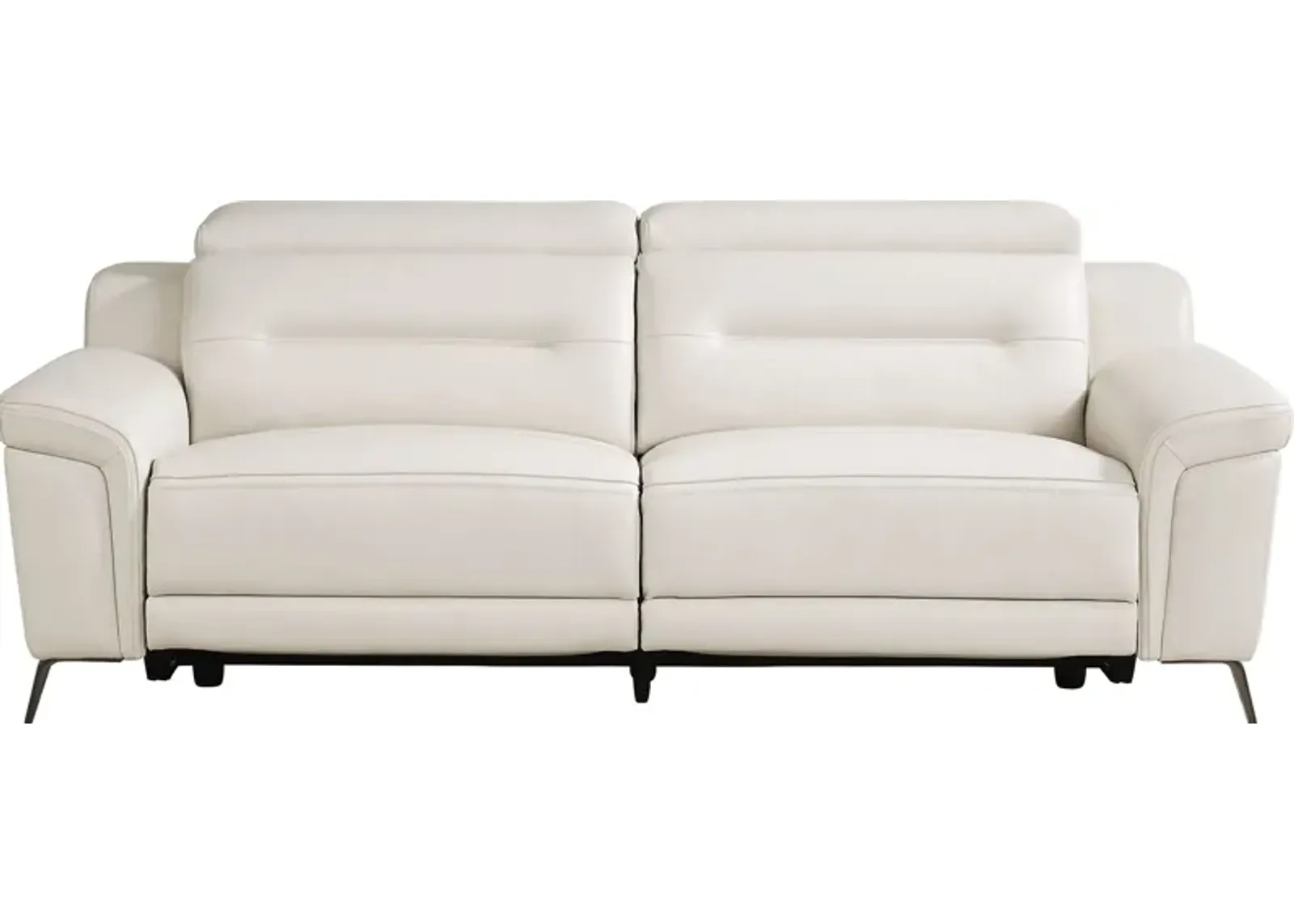 Castella Ivory Leather Dual Power Reclining Sofa