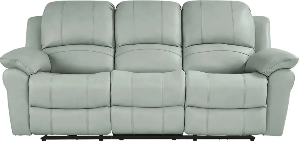 Vercelli Way Aqua Leather Reclining Sofa