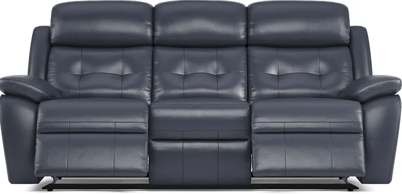 Antonin Blue Leather Reclining Sofa