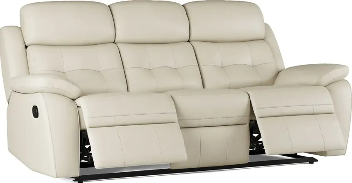 Antonin Beige Leather Reclining Sofa