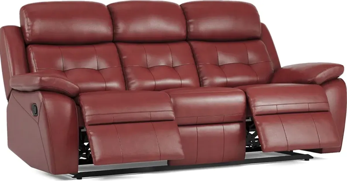 Antonin Red Leather Reclining Sofa