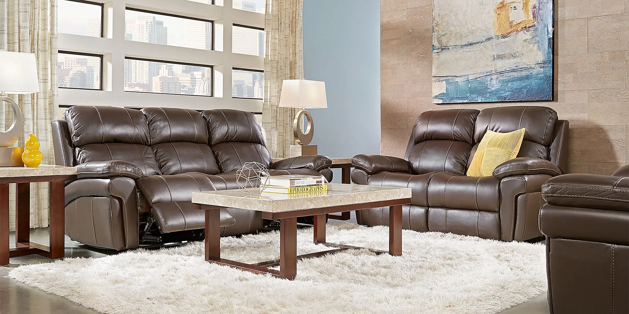 Trevino Place Chocolate Leather Reclining Sofa by Rooms To Go