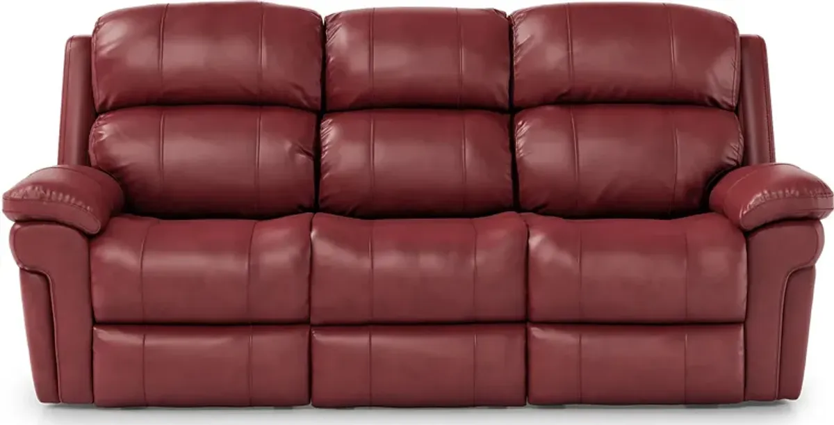 Trevino Place Burgundy Leather Reclining Sofa