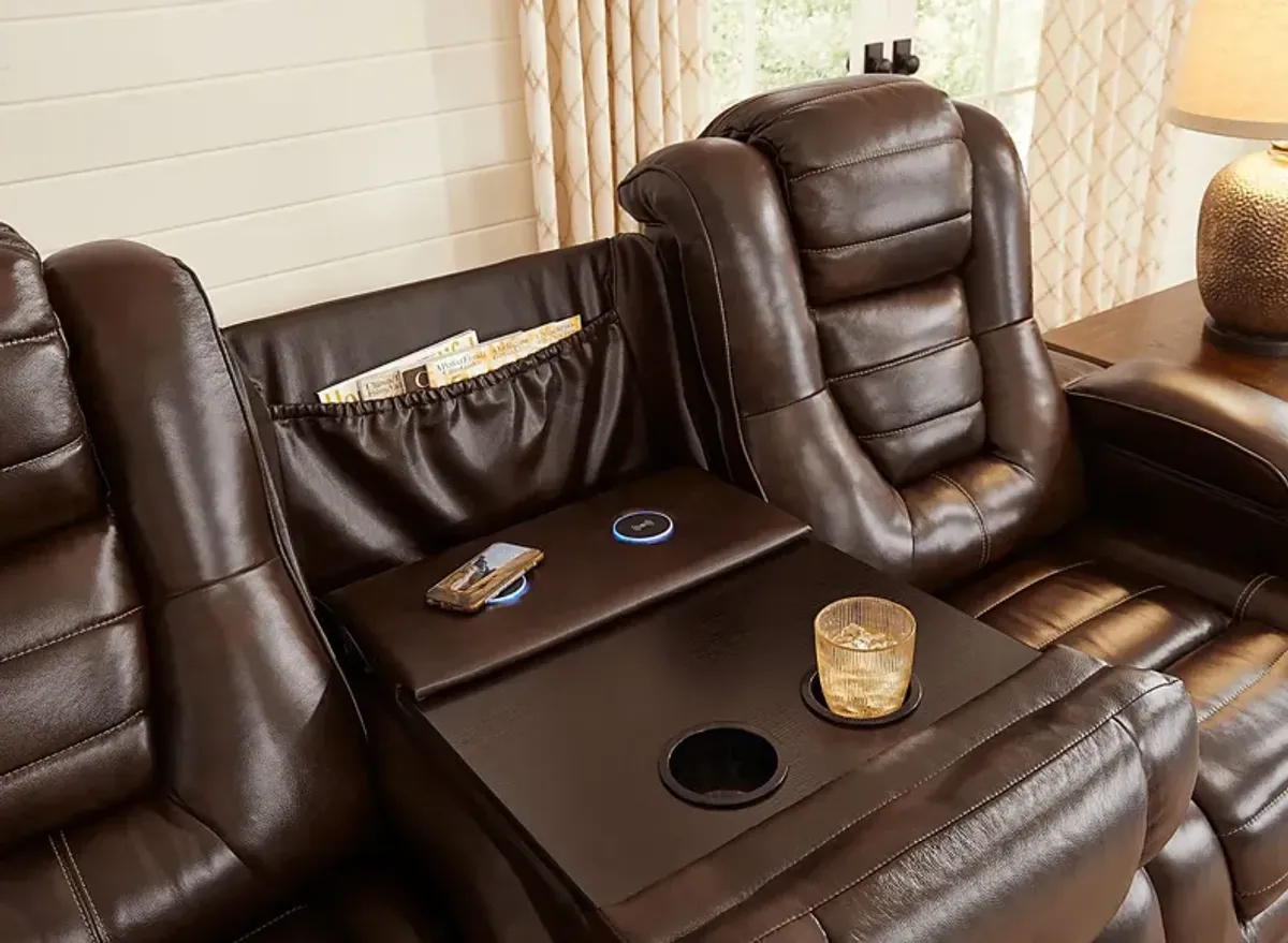 Renegade Brown Leather Dual Power Reclining Sofa