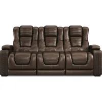 Renegade Brown Leather Dual Power Reclining Sofa