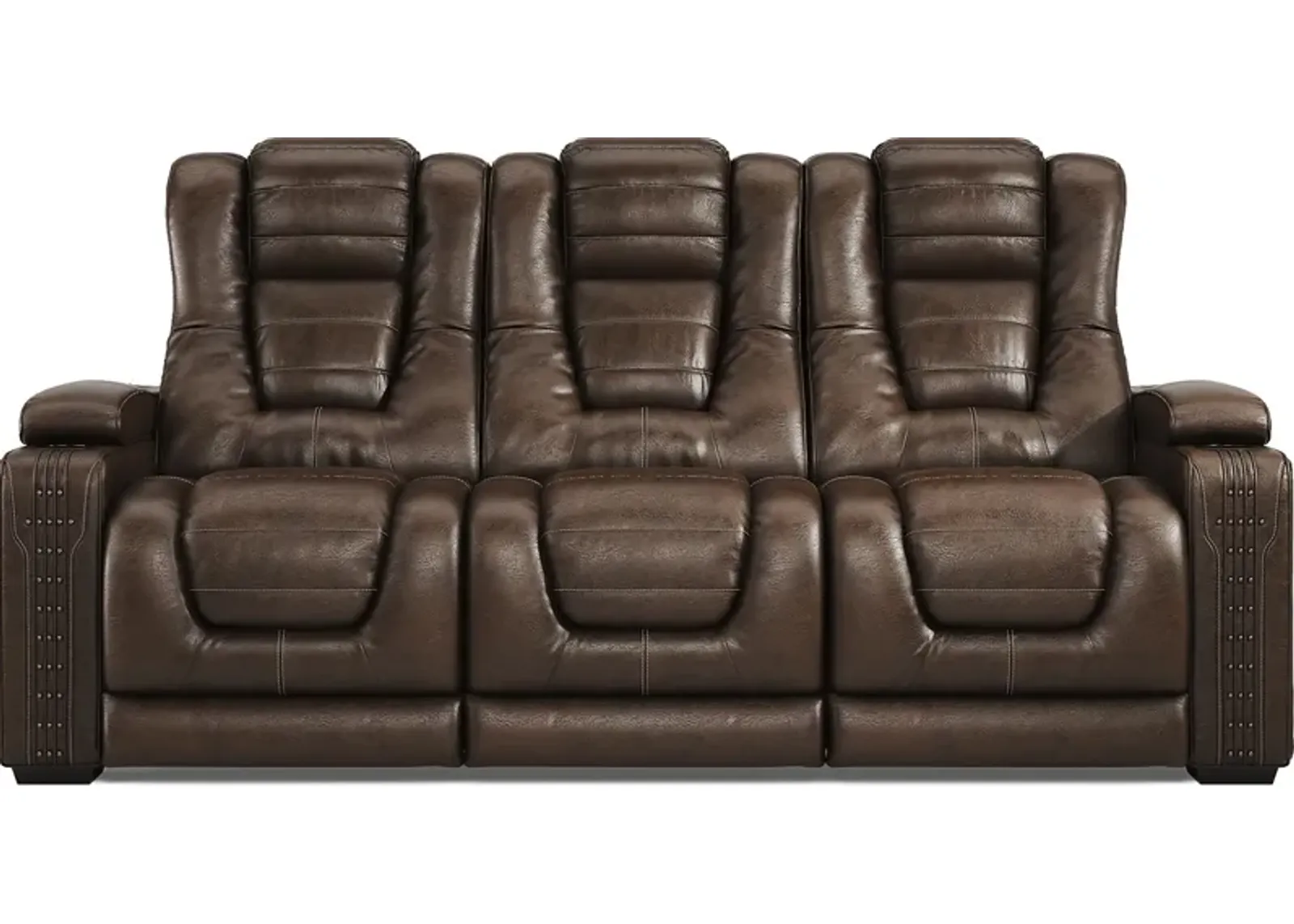 Renegade Brown Leather Dual Power Reclining Sofa