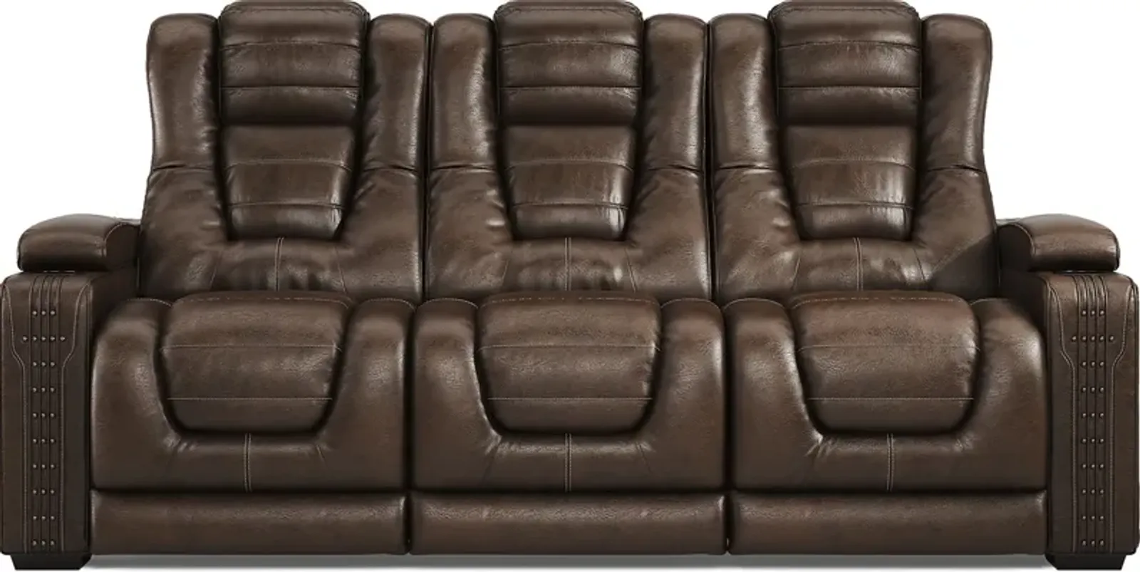 Renegade Brown Leather Dual Power Reclining Sofa