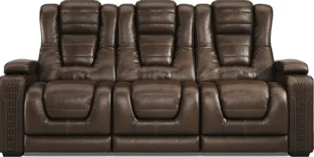 Renegade Brown Leather Dual Power Reclining Sofa