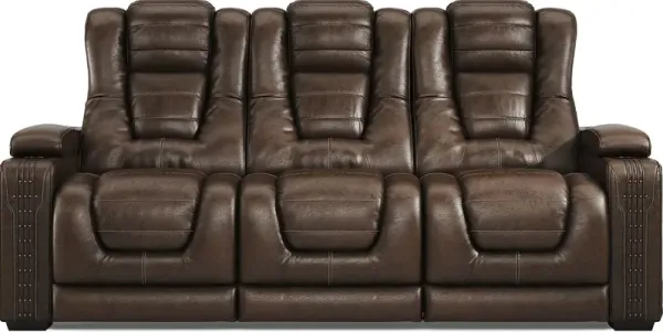 Renegade Brown Leather Dual Power Reclining Sofa