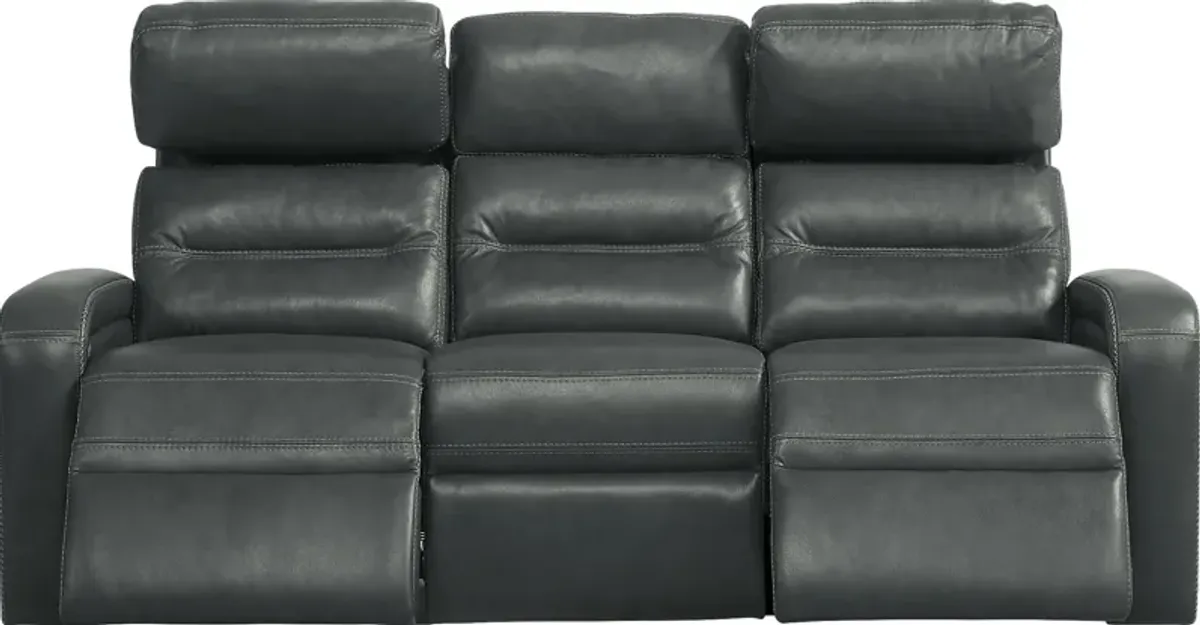 Sierra Madre Gray Leather Reclining Sofa