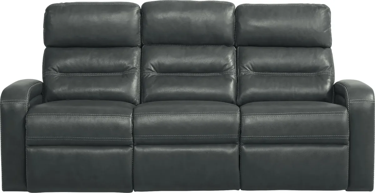 Sierra Madre Gray Leather Reclining Sofa