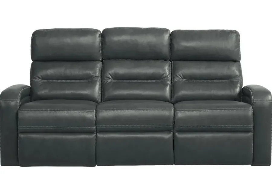 Sierra Madre Gray Leather Reclining Sofa