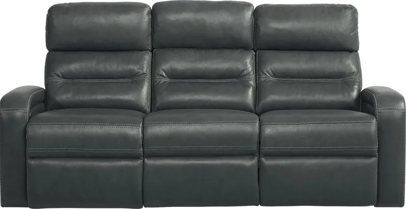 Sierra Madre Gray Leather Reclining Sofa