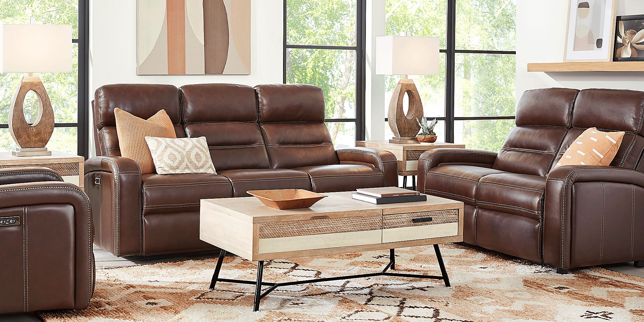 Sierra Madre Brown Leather Reclining Sofa