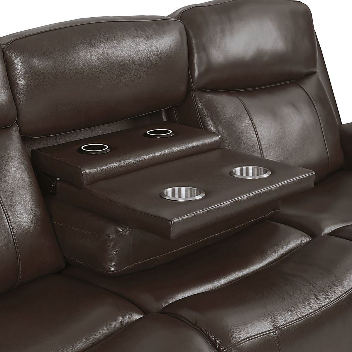 Orsini Brown Leather 7 Pc Living Room with Dual Power Reclining Sofa