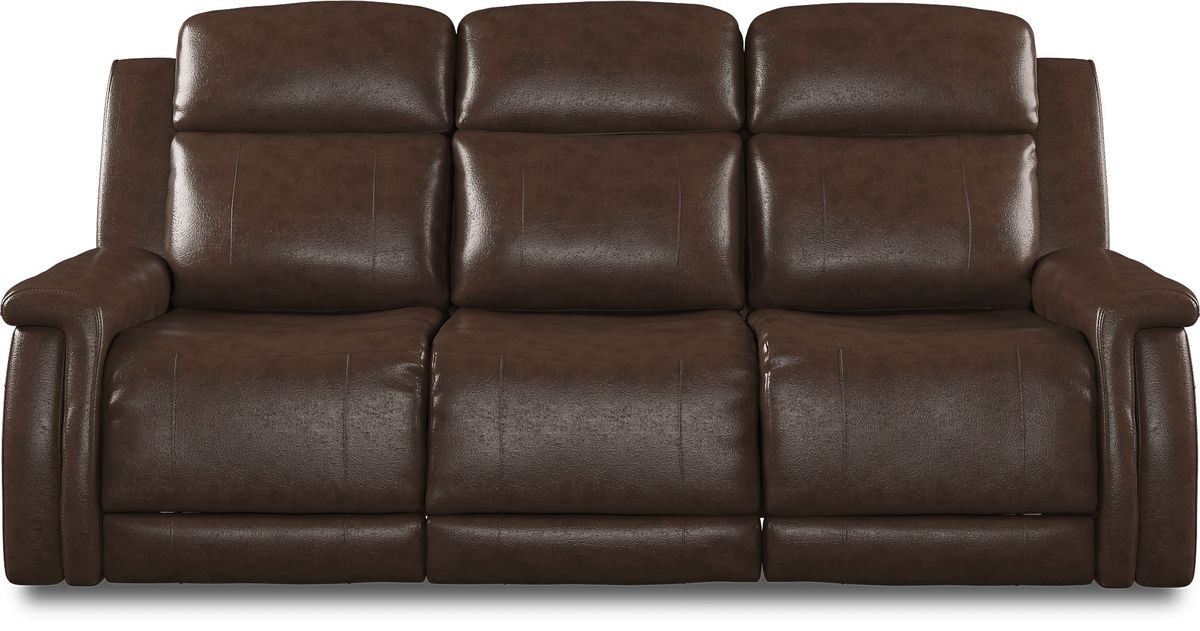 Orsini Brown Leather 7 Pc Living Room with Dual Power Reclining Sofa