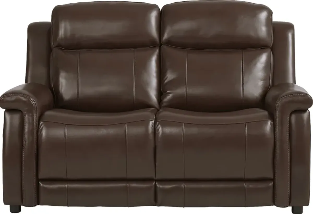 Orsini Brown Leather 7 Pc Living Room with Dual Power Reclining Sofa