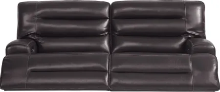 Davoli Black Leather Dual Power Reclining Sofa