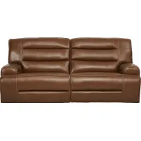 Davoli Caramel Leather Dual Power Reclining Sofa