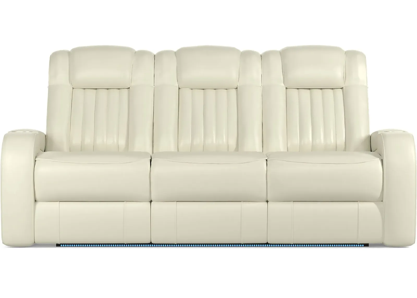 Cenova Ivory Leather Dual Power Reclining Sofa by Rooms To Go Furniture