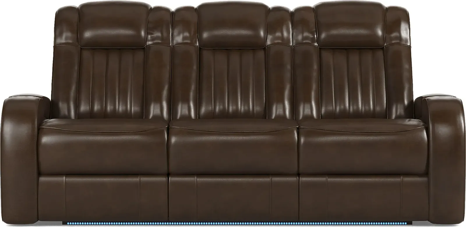 Cenova Brown Leather Dual Power Reclining Sofa