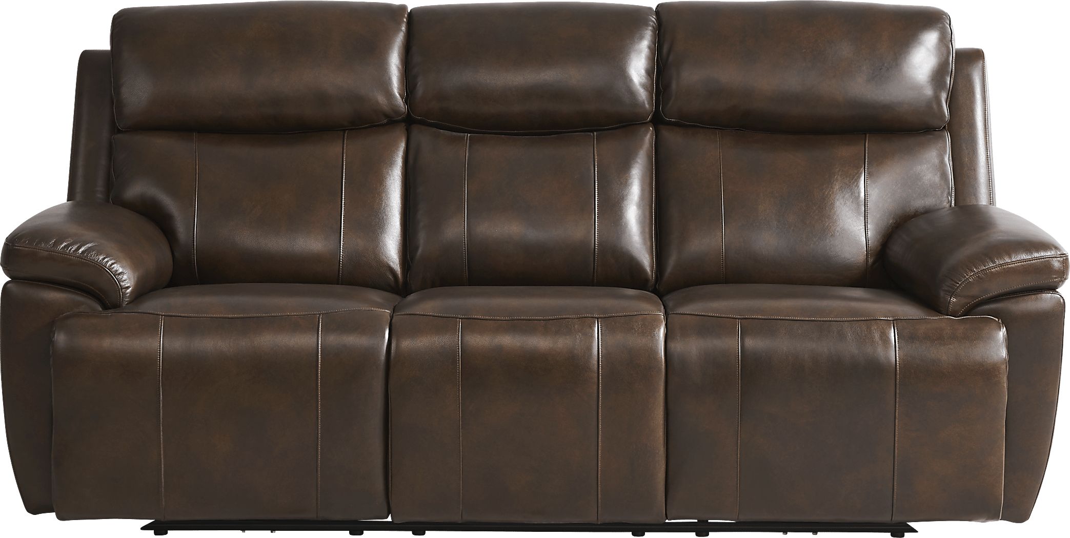 Barolo Brown Leather Triple Power Reclining Sofa with Massage and Heat