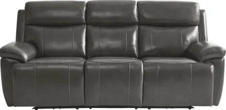 Barolo Dark Gray Leather Triple Power Reclining Sofa