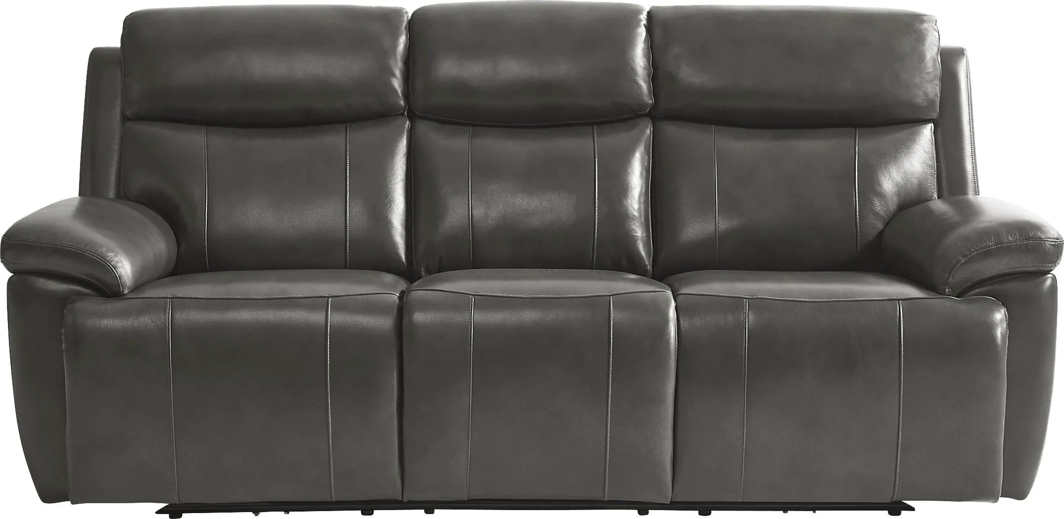 Barolo Dark Gray Leather Triple Power Reclining Sofa with Massage and Heat