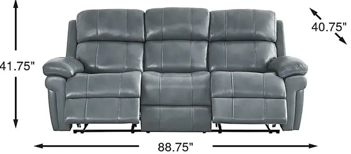 Trevino Lane Blue Leather Reclining Sofa