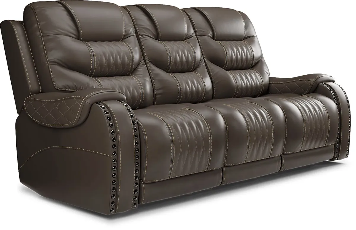 Eric Church Highway To Home Headliner Brown Leather Reclining Sofa