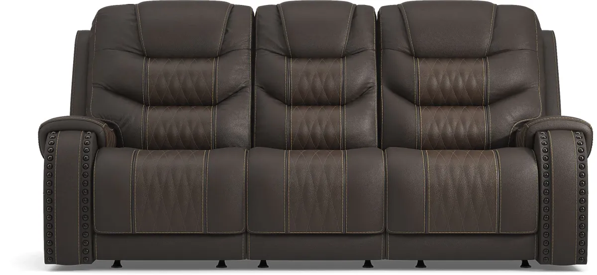 Eric Church Highway To Home Headliner Brown Leather Reclining Sofa