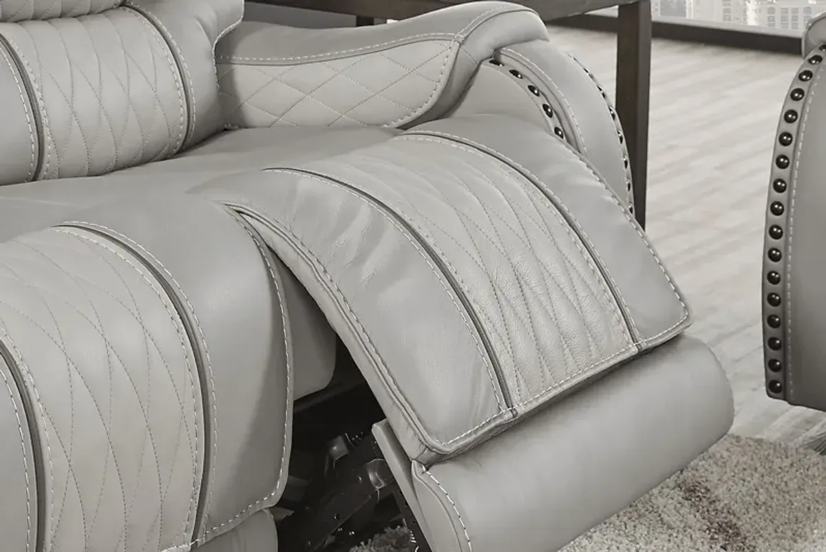 Headliner Gray Leather Reclining Sofa