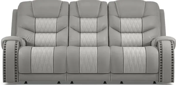 Headliner Gray Leather Reclining Sofa