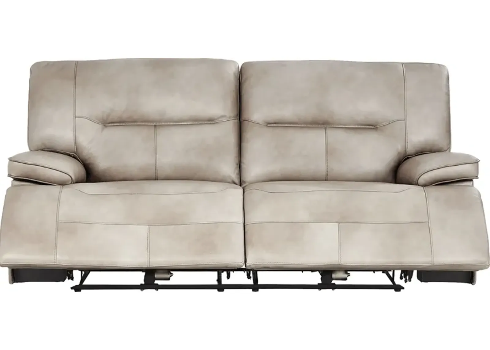 Caletta Way Beige Leather Dual Power Reclining Sofa