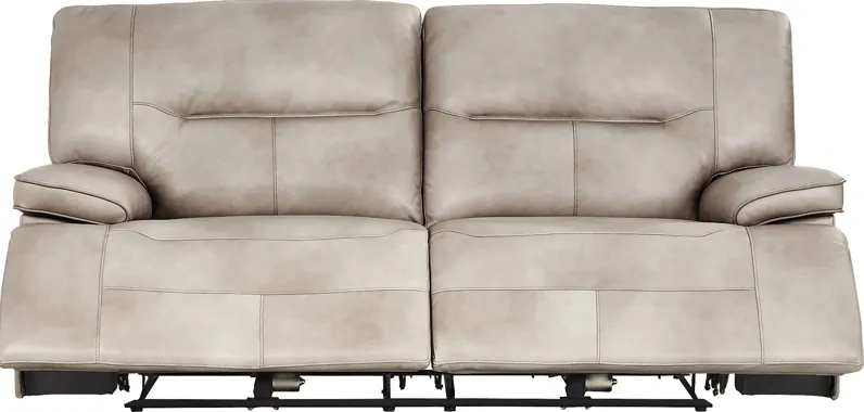 Caletta Way Beige Leather Dual Power Reclining Sofa