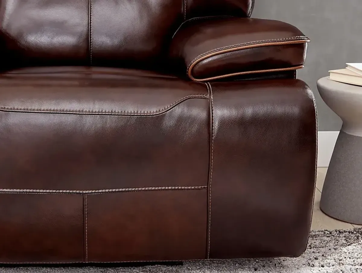 Caletta Way Merlot Leather Dual Power Reclining Sofa