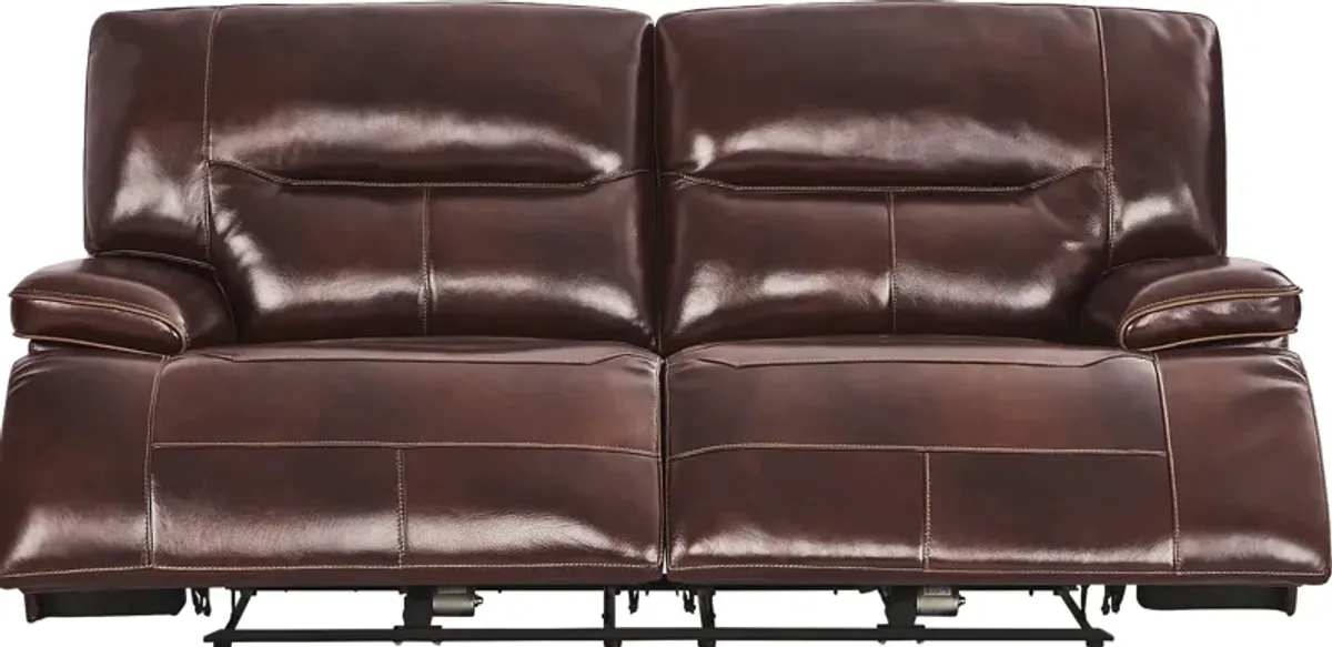 Caletta Way Merlot Leather Dual Power Reclining Sofa