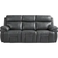 Eastmann Gray Leather Triple Power Reclining Sofa with Air Massage