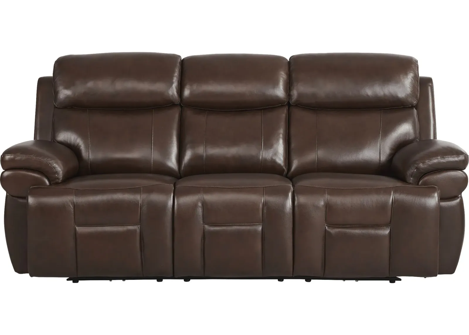 Eastmann Chocolate Leather Triple Power Reclining Sofa with Air Massage