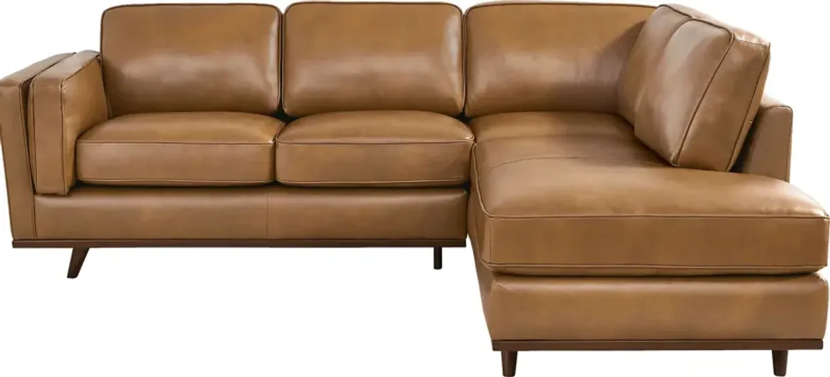 Duluth Caramel Leather 5 Pc Sectional Living Room