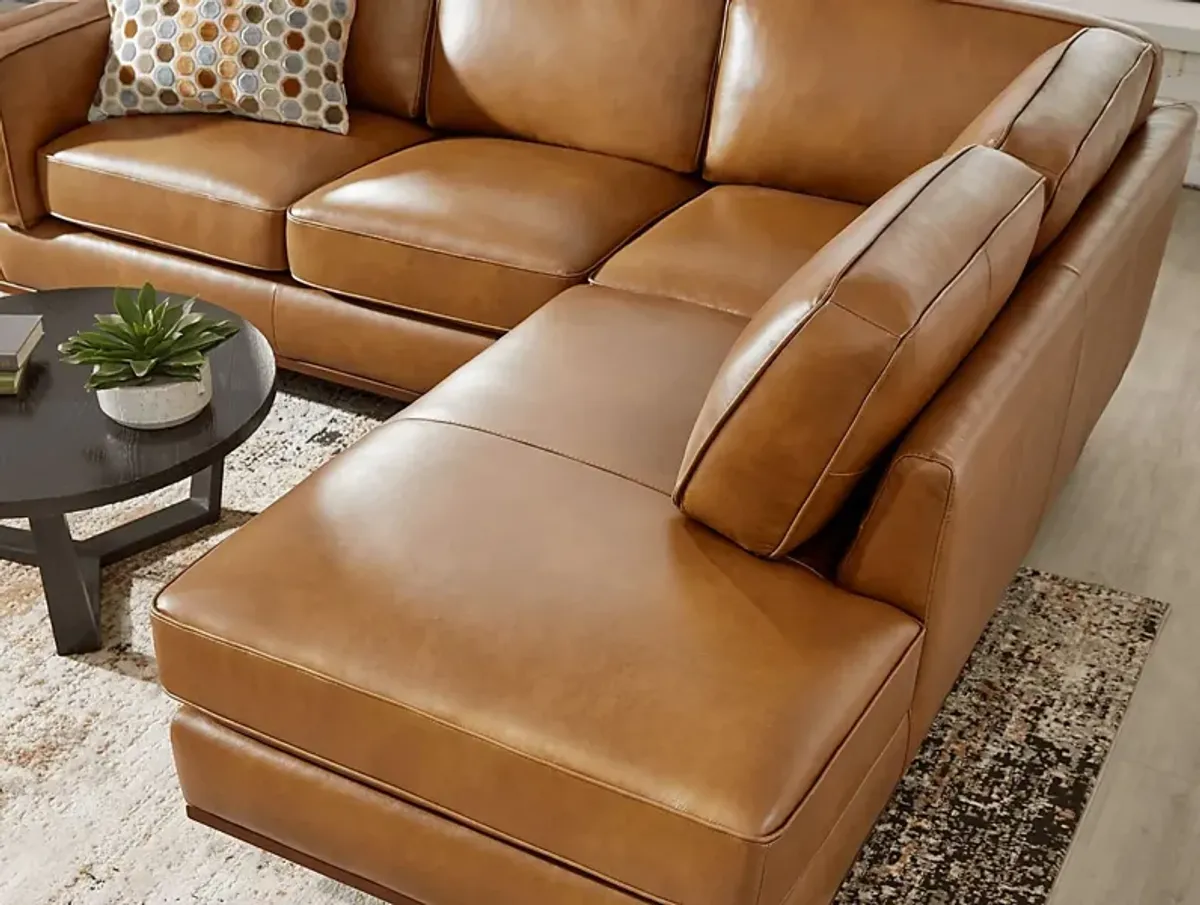 Duluth Caramel Leather 5 Pc Sectional Living Room