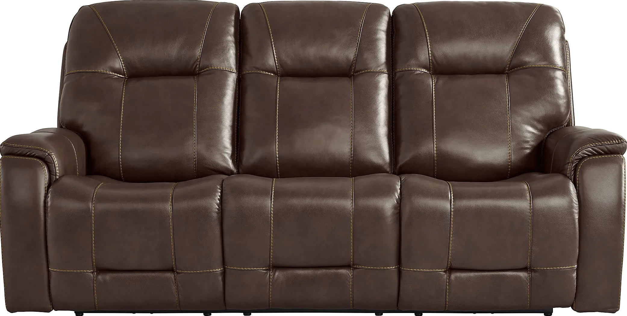 Matthews Cove Brown Leather Triple Power Reclining Sofa