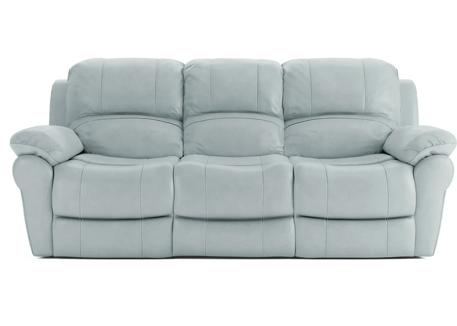 Vercelli Aqua Leather Reclining Sofa by Rooms To Go Furniture