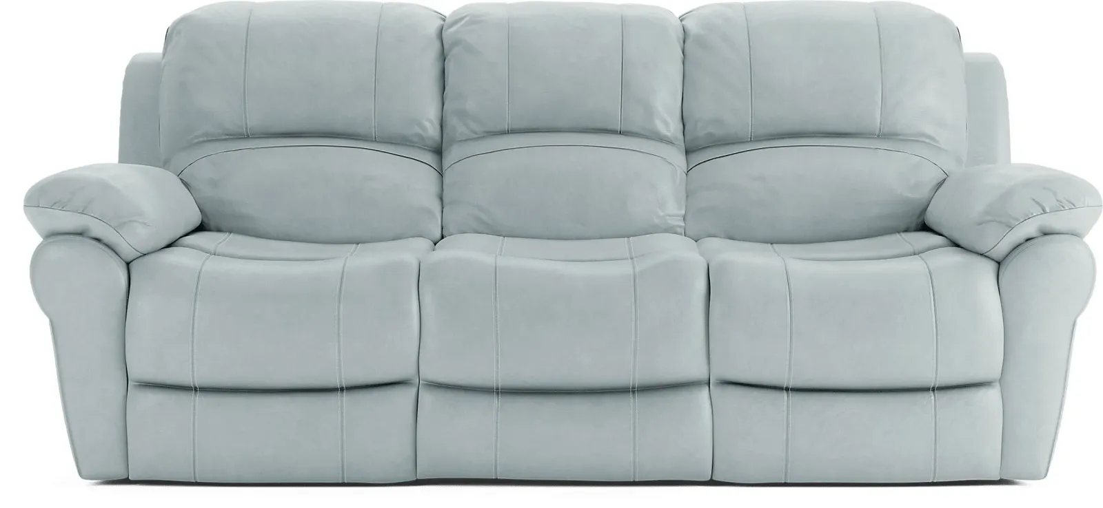 Vercelli Aqua Leather Reclining Sofa by Rooms To Go Furniture