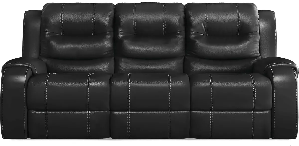 High Plains Black Leather Reclining Sofa