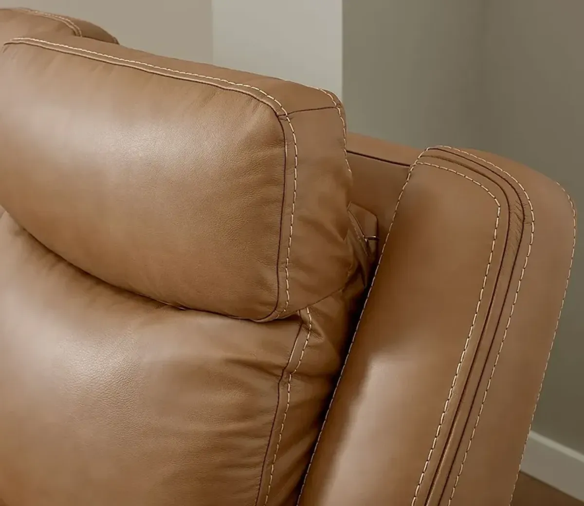 Davidson Caramel Leather Dual Power Reclining Sofa