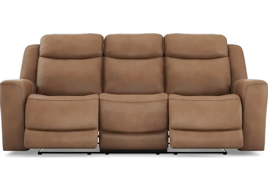 Davidson Caramel Leather Dual Power Reclining Sofa