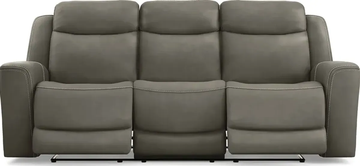 Davidson Dark Gray Leather Dual Power Reclining Sofa