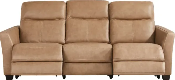 Maestro Sand Leather Dual Power Reclining Sofa