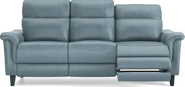 Avezzano Blue Dual Power Reclining Leather Sofa
